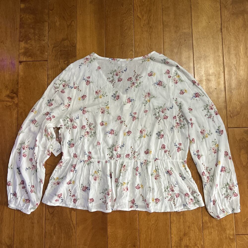 So Floral Bohemian Long Sleeve Top Size L Ivory Fairy Indie Romantic Ethereal - Picture 9 of 12